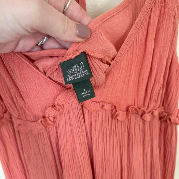 Wild Fable | Coral Tiered Flowy Dress | Size Small - Picture 8 of 10